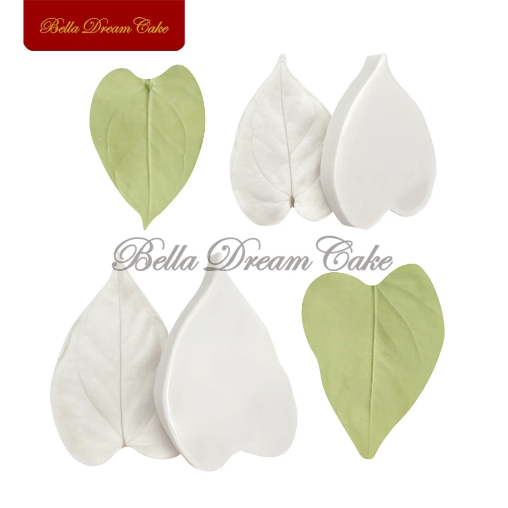 4pcs/Set Anthurium Leaf Sugarcraft Silicone Veiner Mold DIY Handmade Fondant Flower Clay Mould Cake Decorating Tools Bakeware