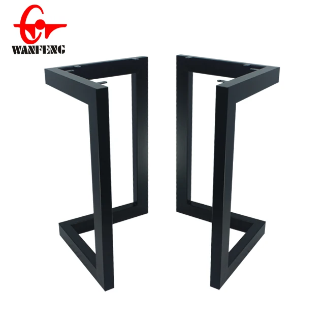 Iron Art Modern L-Shaped Dining Table Legs Black Metal Paint for Hotel Outdoor Workshop Farmhouse Furniture-Coffee & Desk Leg