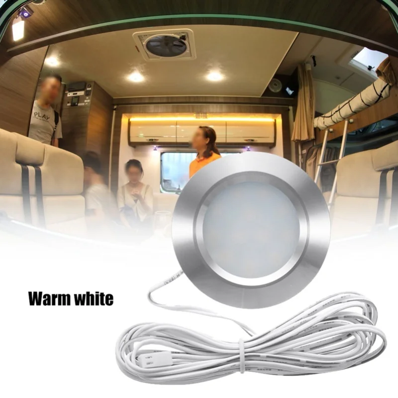 Recessed 15LED RV Boat Recessed Ceiling Light 12V Led Lights Round Shape Ultra Thin Camper Interior Lighting Small Downlight