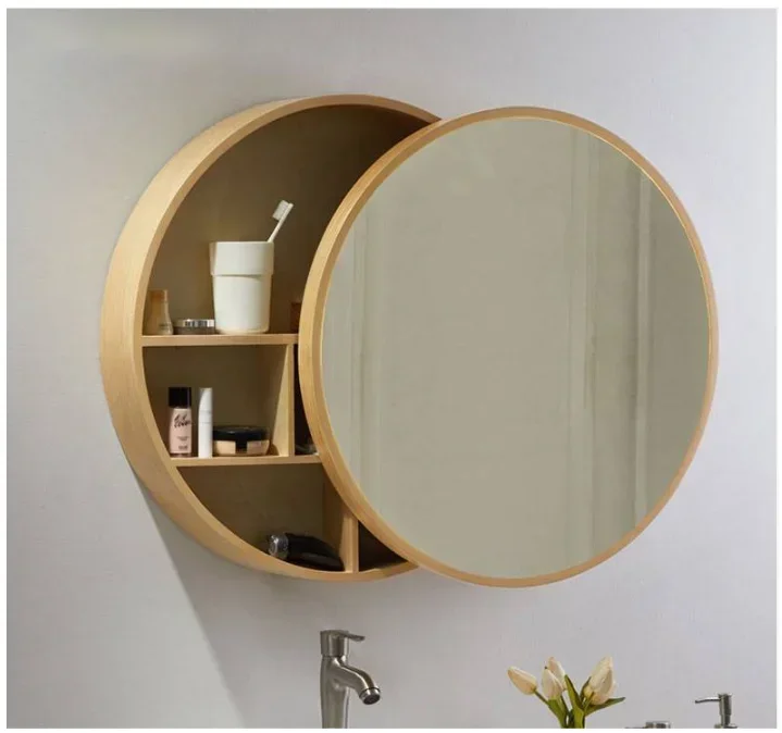 Wall Storage Cabinet Sliding Mirror Medicine Cabinet with Steel Gliding Stainless Wooden Frame Bathroom Mirror Cabinet