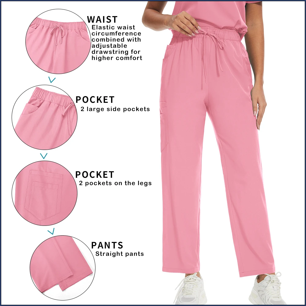 ชุดยูนิฟอร์มพยาบาลสีพื้นเรียบง่าย ชุดสครับสำหรับแพทย์ พยาบาล อุปกรณ์โรงพยาบาล ชุดผ่าตัด ชุดทำงานสำหรับสปาเสริมความงาม