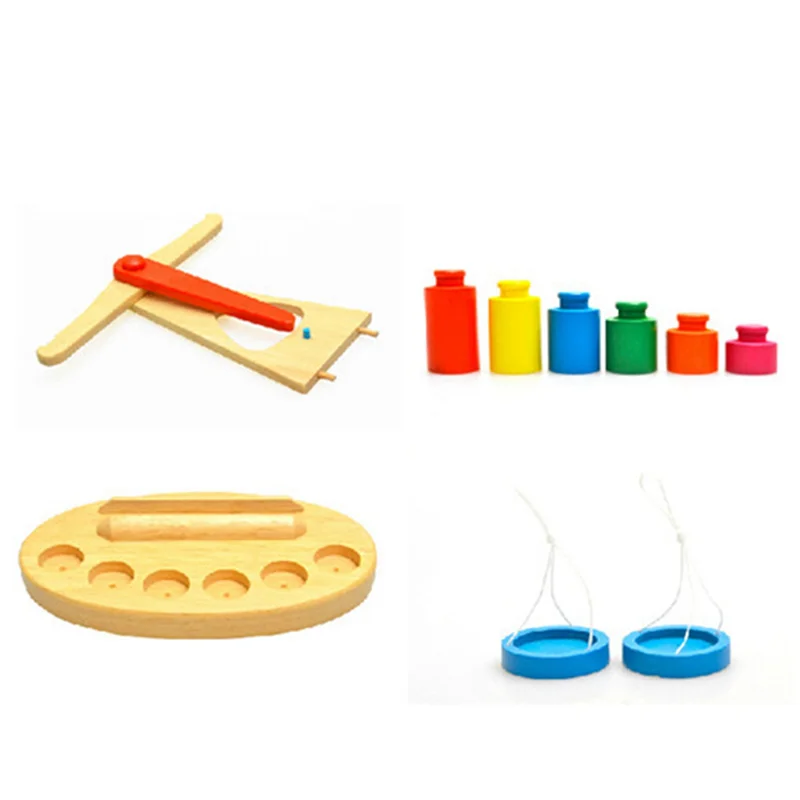 

2X Funny Wooden Balance Scale With 6 Weights Weighing Scale Sensorial Early Education Game Gifts For Kids