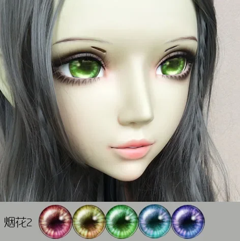 (DM067) Girl Sweet Resin Japanese Anime Kigurumi Mask Cosplay Lolita Crossdressing Lifelike BJD Masks Eye's Color for Choose