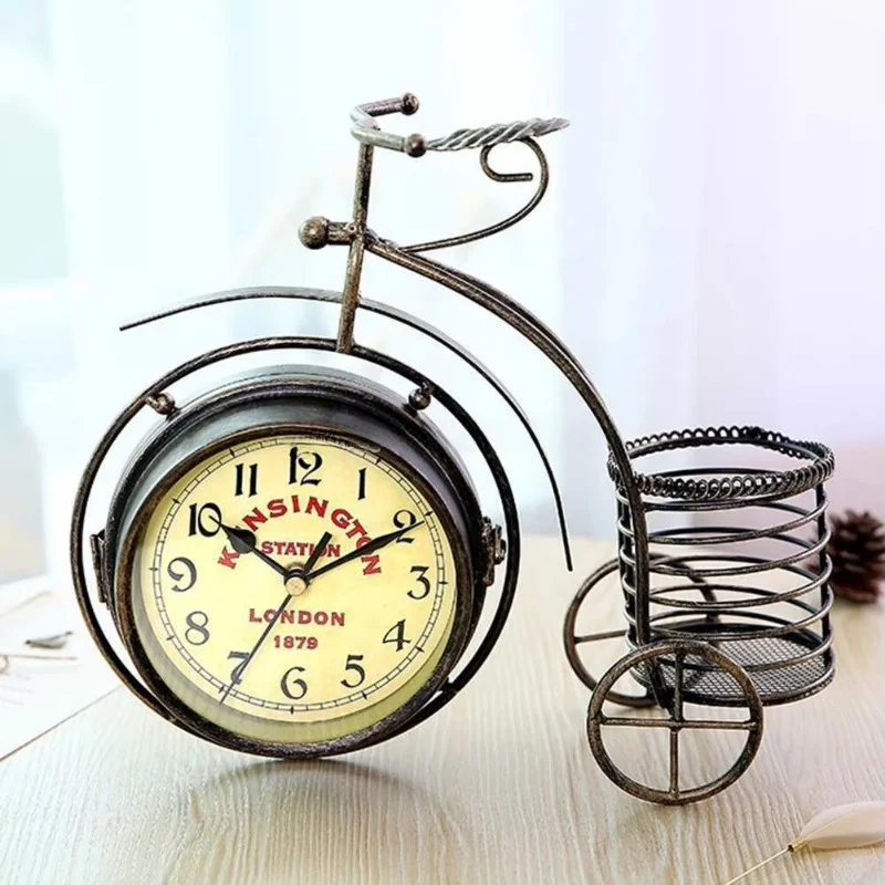 Retro Vintage Silent Iron Bike Bicycle Clock Office Living Room Ornament Decor Study room decor Crafts Decor gift for friends