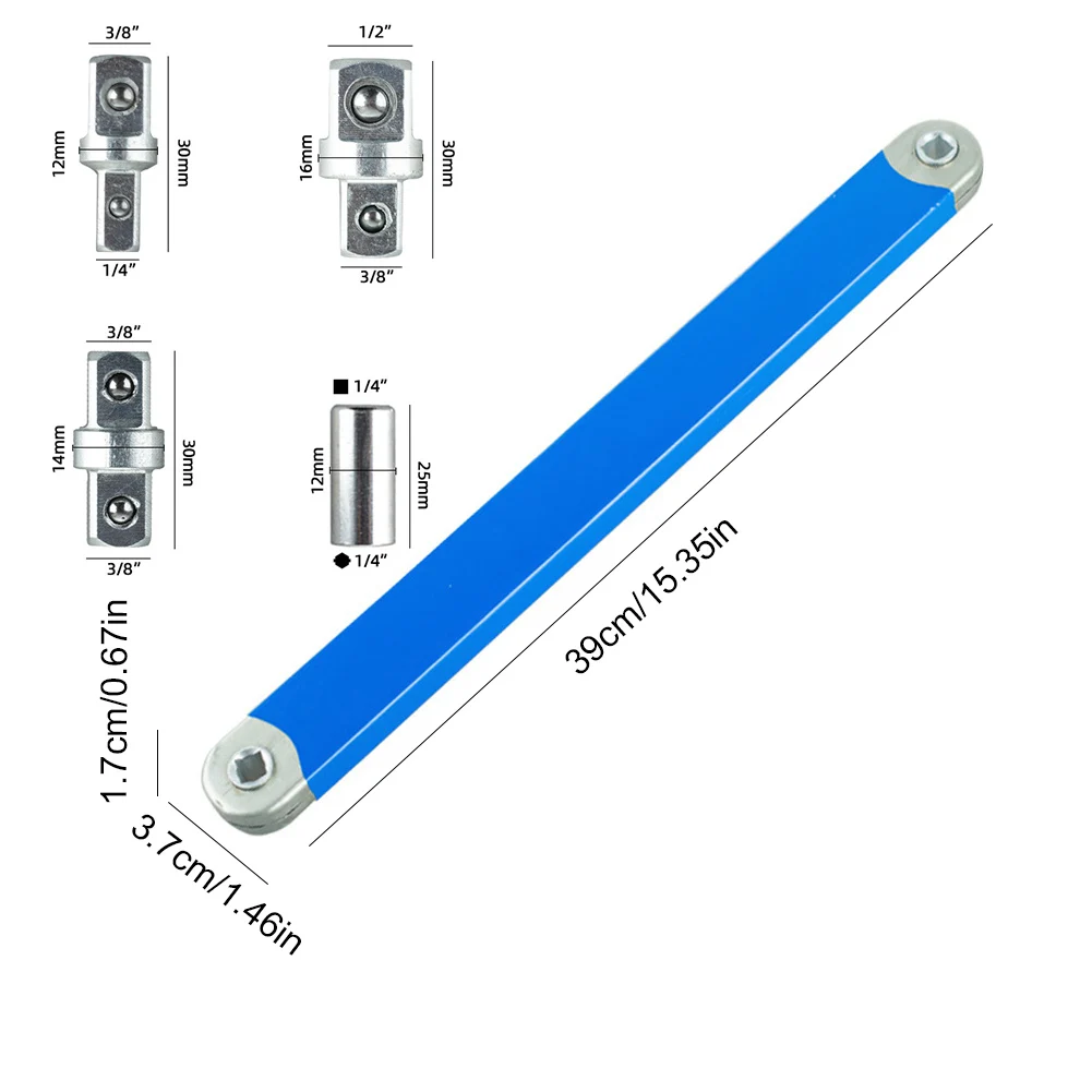 Set di chiavi di prolunga Prolunga per chiave a cricchetto offset in acciaio ad alto tenore di carbonio con presa adattatore Strumento manuale per prolunga per chiave a cricchetto