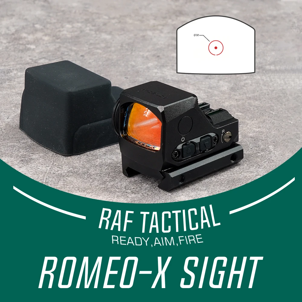 1x24mm 2 e 32 MOA ROMEO-X ROMEOX Red Dot Sight Caccia Mirino posteriore con piastra di montaggio Glock e montaggio Picatinny Shake Awake