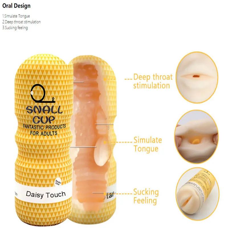 Male soft rubber snail climax plane cup mouth sucking masturbator manual trainer true yin inverted mold clamping adult sex toys