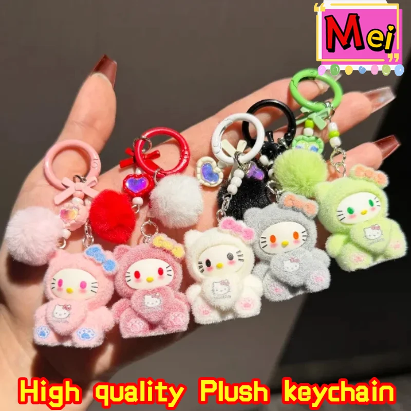 جديد لطيف كيتي أفخم المفاتيح الملونة 3d أفخم القط على شكل حقيبة الظهر قلادة سيارة الديكور شنقا سلسلة عيد الميلاد هدية عيد ميلاد