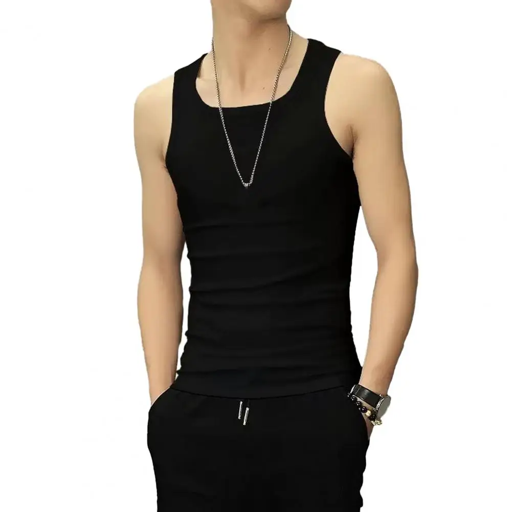 Men Vest Men's Summer Sleeveless O Neck Vest Slim Fit Breathable Gym Tank Top for Exercise Sports Elastic Men Top