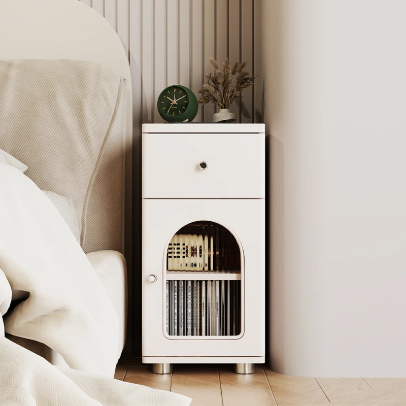 

Bedside table French cream wind ultra-narrow 30cm mini bedroom small white ultra-narrow crevice cabinet