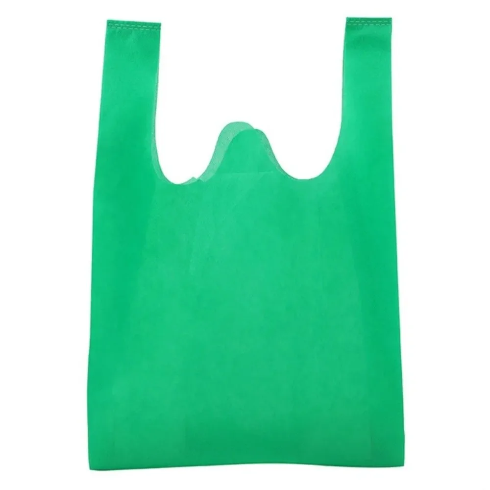 50Pcs Solid Color Non-woven Shopping Bag Portable Thickened Eco-friendly Handbag Convenient Large Capacity Reusable Tote Bag