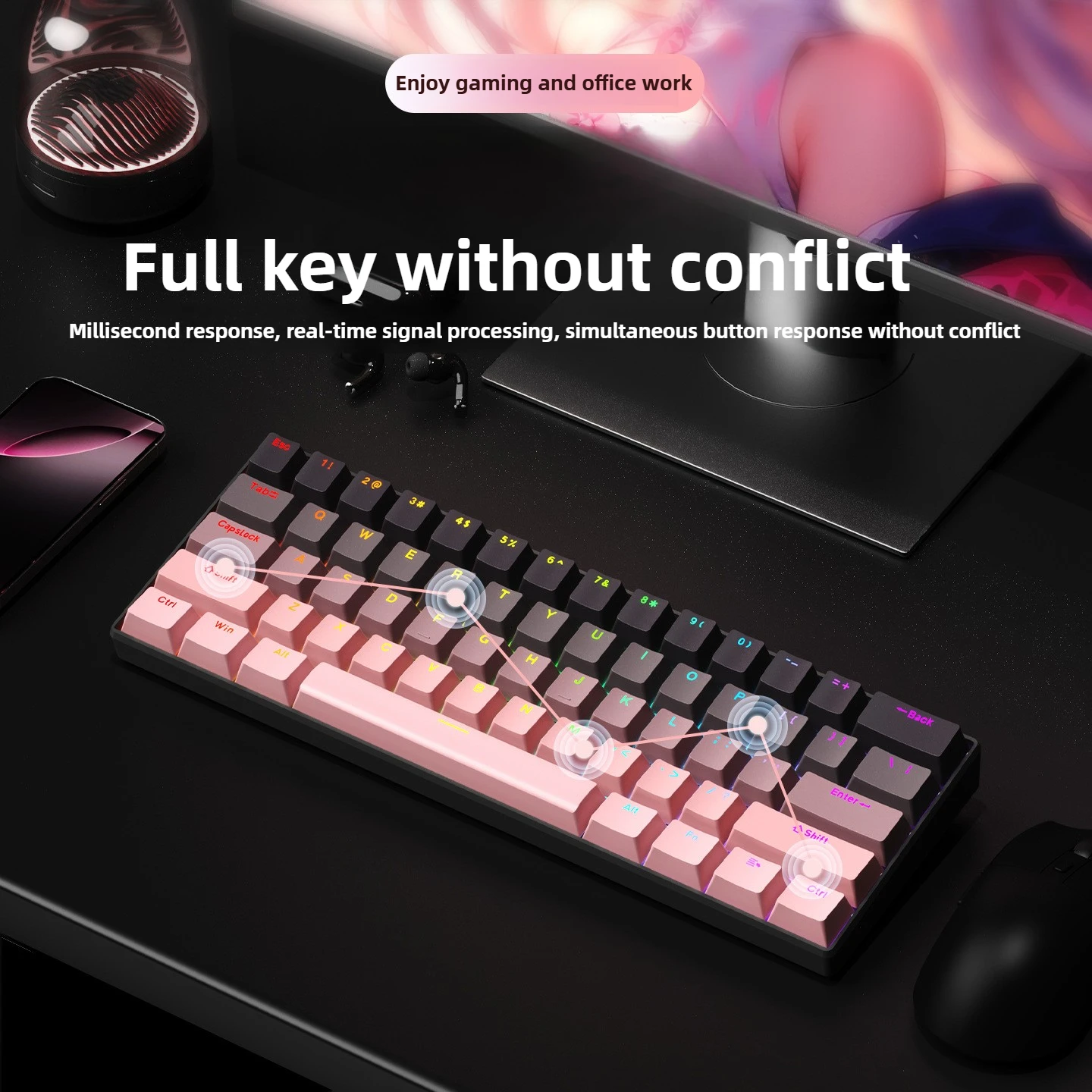 لوحة المفاتيح بلوتوث اللاسلكية لوحات المفاتيح الميكانيكية rgb Gamer teclado para tablet mecanico 60% ipad الخلفية لوحة مفاتيح USB صغيرة #4