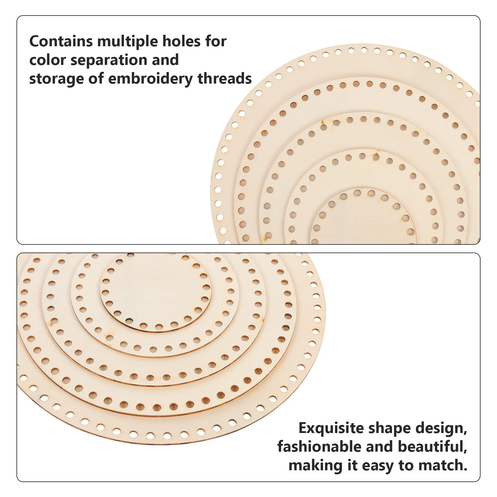 

5pcs Round Cross Stitch Wooden Baskets DIY Craft Supplies Unfinished Bottoms 0 15 20 25 30 Crochet Kits Thick Yarn Weaving