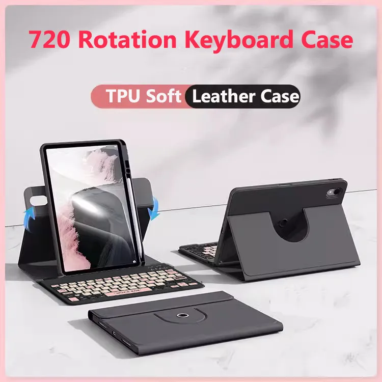 For IPad Pro 11 2024 Air 5 4 10.9 Air3 2 1 9.7 5th 6th 10th Gen 10.9 10.2 9th 8th 7th 720° Ratation Keyboard Case with TPU Shell