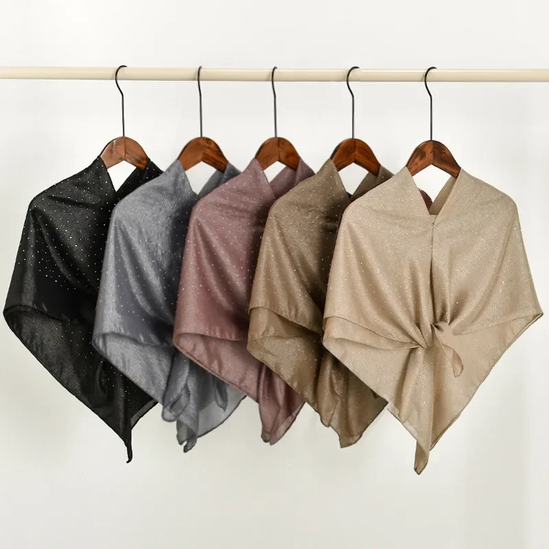 

Модный блестящий шарф со стразами, шаль, женский мусульманский хиджаб, тюрбан, платок, банданы, повязка на голову, платок, тюрбан, шарфы для головы