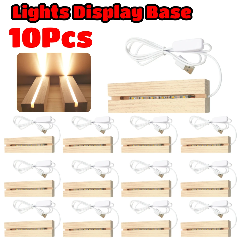 Base per Display a luci a LED Base illuminata in legno Base per piastra luminosa in acrilico Base in legno luminosa USB per luci artistiche in