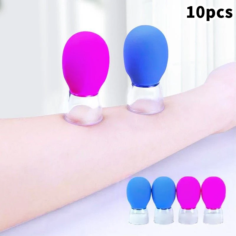 10Pcs Silicone Cupping Massage Cup For Body Face Neck Eye Massager Vacuum Tank Body Facial Care, Anti-aging Beauty Tool