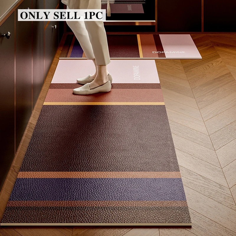 Kitchen Rug Pvc Waterproof Leather Carpet Medieval Style Long Floor Mat Non-slip Oil-proof Home Decor Rugs Alfombras De Cocina