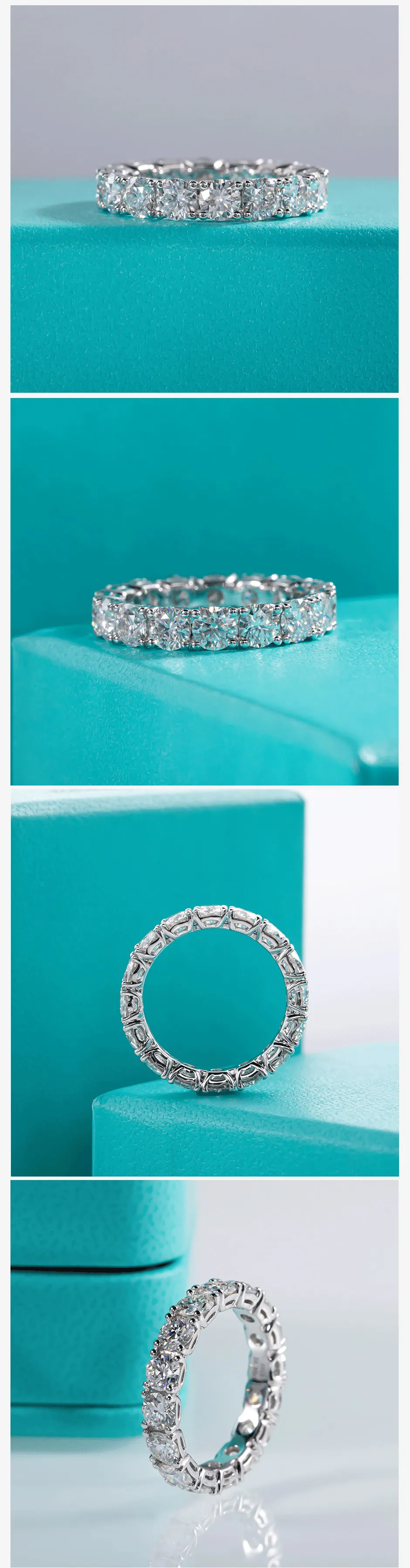 AnuJewel Großhandel 4mm D-Farbe Moissanit Eternity-Band Ring 925 Sterling Silber Hochzeitsringe für Damen Schmuck – Detail 2