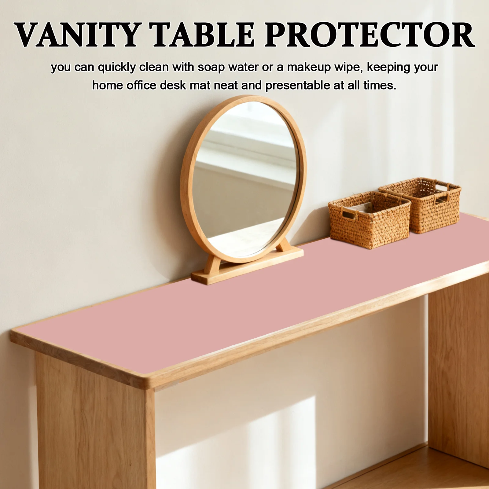 

Vanity Table Protector 48x16 Waterproof PU Non-Slip Makeup Desk Pad for Dresser Vanity Accessories Craft Nail