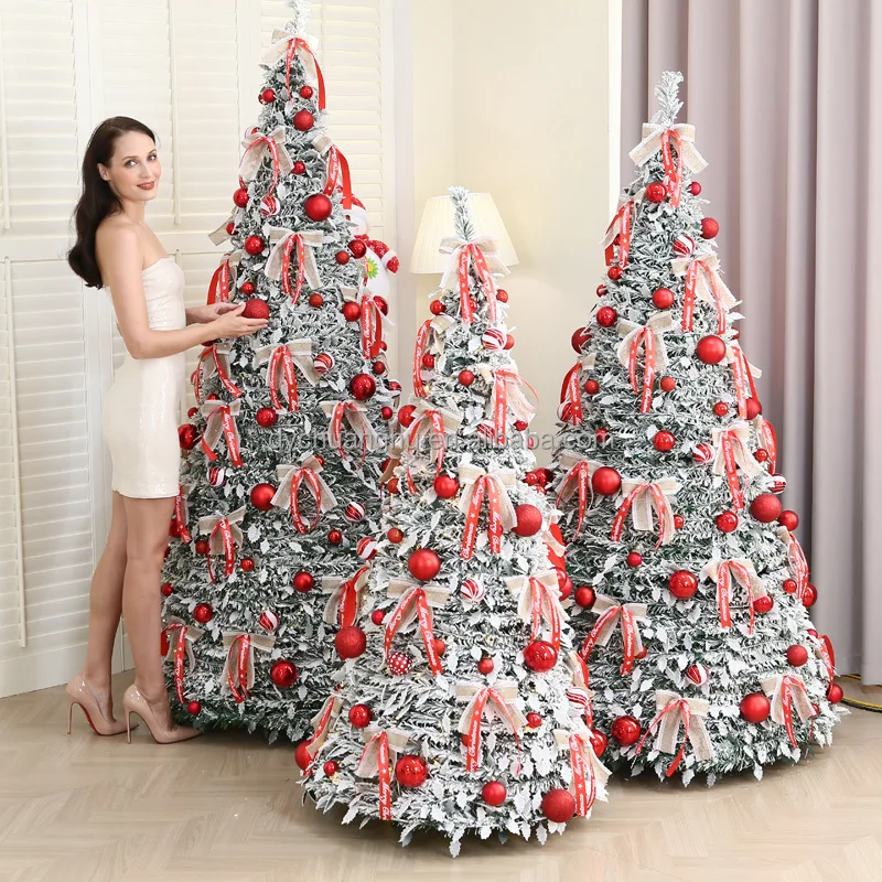 

180cm Foldable and Pop-up Christmas Tree Is Equipped with LED Lights and Christmas Balls for Indoor Use During Christmas.