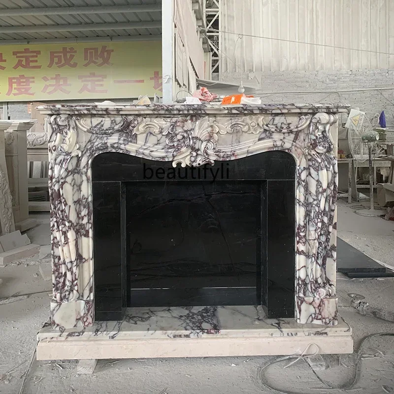 A95 Marble Fireplace French, Stone Fireplace Natural Caracatta Purple, Stone Fireplace