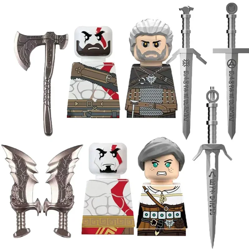 Kratos Bricks Hot Game Witcher Geralt Ciri Mini Action Figures Compatible Assembly Building Blocks Toys Children Birthday Gifts