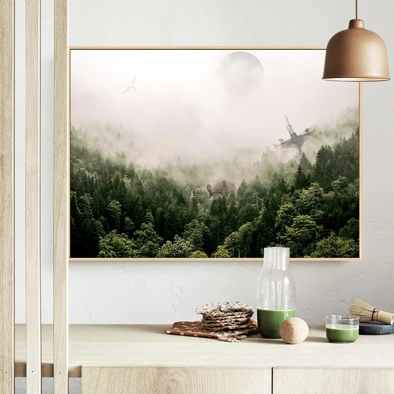 Endor Forest Area Tree Frog Mountain Air Vehicle Canvas Painting Wall Art,  Movie Art Poster for Living Room Home Decor Cuadros