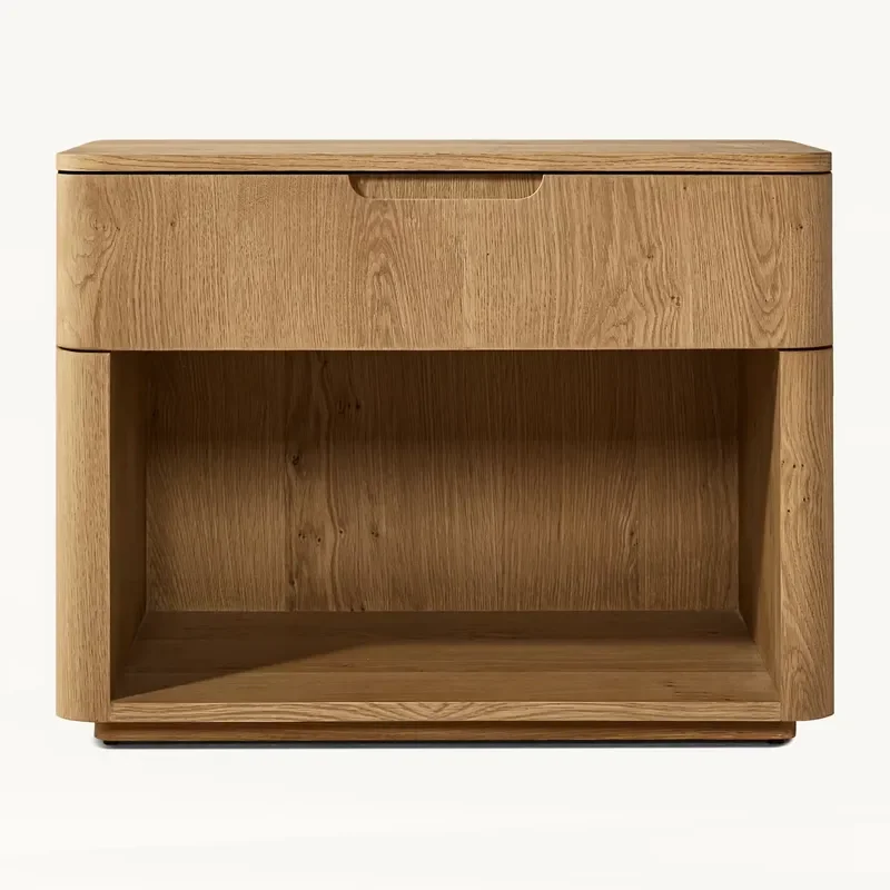 Design Bedroom Side Table Furniture Solid Wooden Drawer Soft Close Square Nightstands