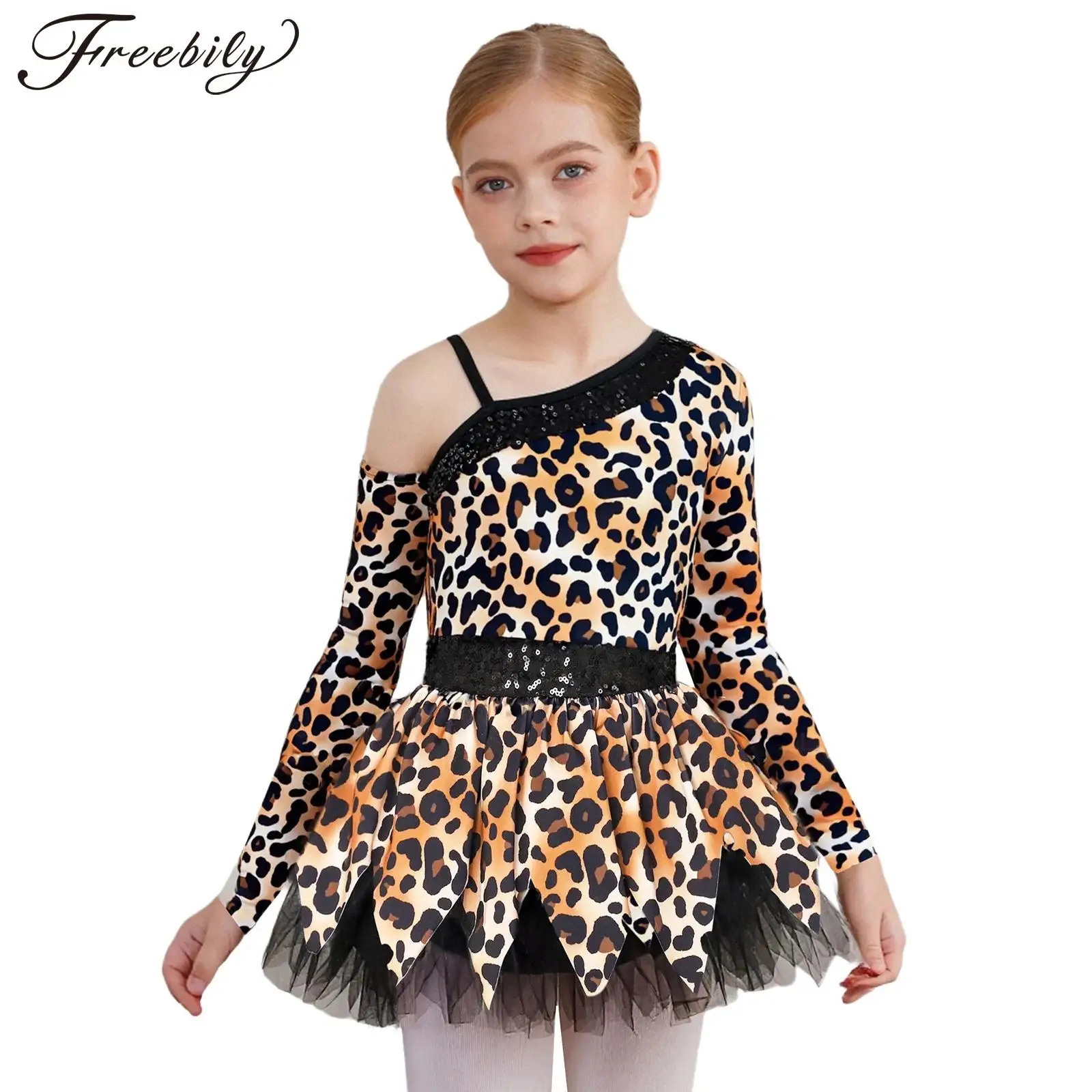 

Girls Cavegirl Costume New Year Christmas Dress Kids Leopard Print Halloween Tribe Fancy Dress Primitive Tribal Cave Costume