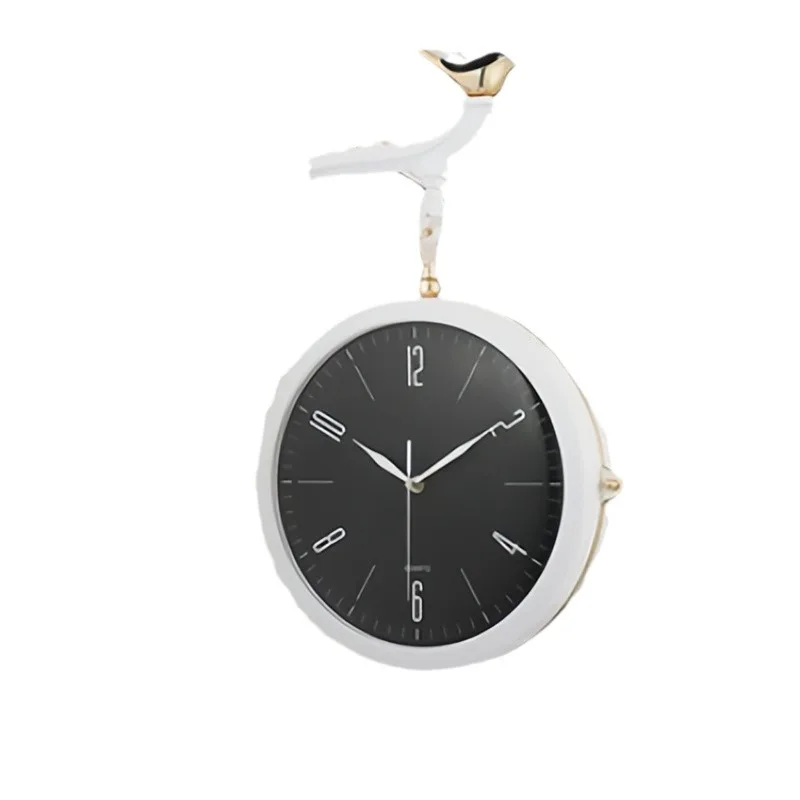 

European double-sided wall clock living room home creative light luxury silent modern simple hanging
