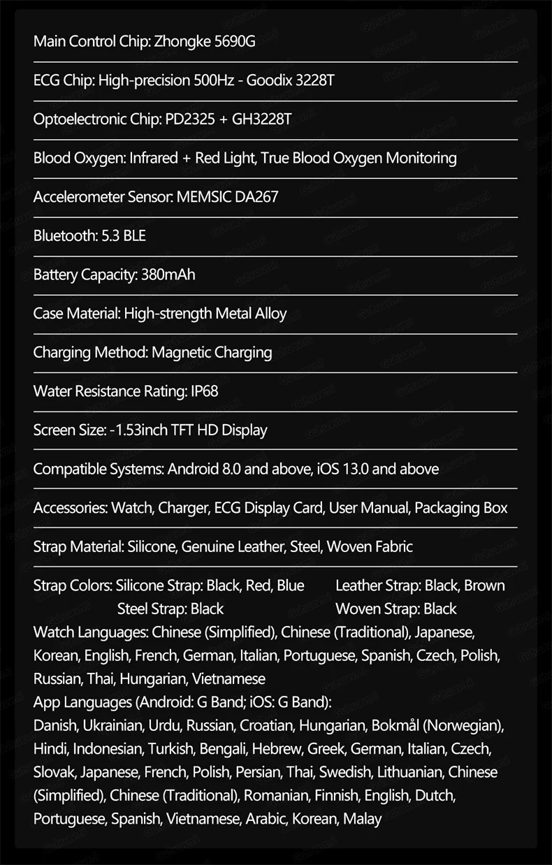 ECG Smartwatch für Herren, Bluetooth-Anruf, Fitness-Tracker, Blutdruckmessung, BO2, Schlafüberwachung, Gesundheits-Smartwatch, Sport, für Android und iOS – Detail 36