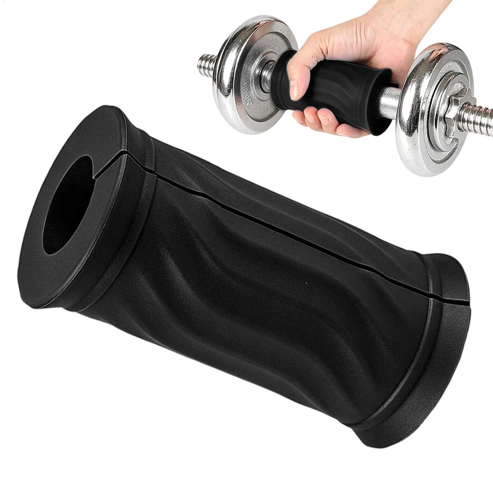 Dumbbell Handle Grips Waterproof Silicone Universal Protective Cover Barbell Handle Grips for Deadlift Press Weightlifting - view 3
