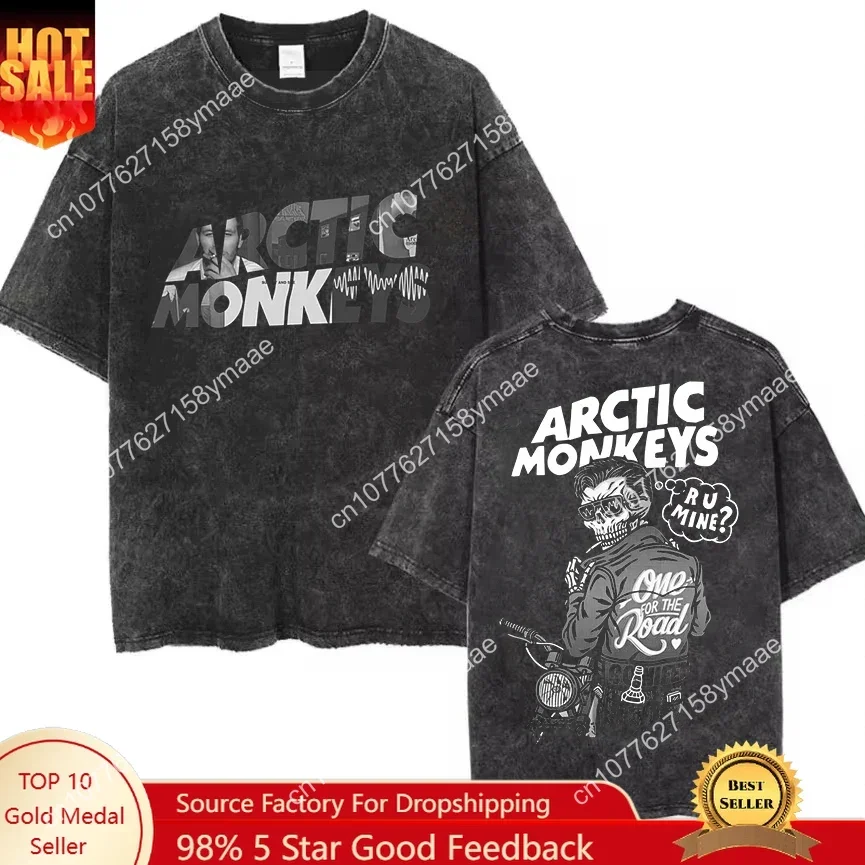 

Retro Rock Arctic Monkeys Music Album Graphic T-Shrit Mens women Vintage Washed Oversize Short Sleeve Y2k Hip Hop Streetwear y2k