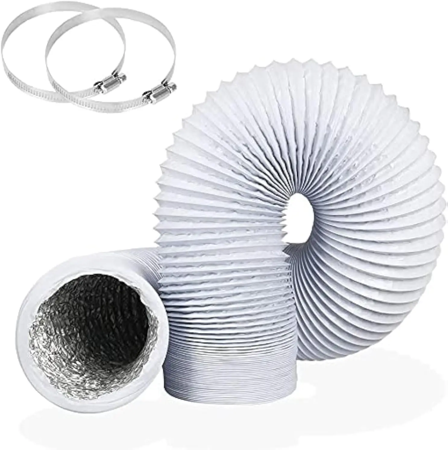 

4 Inch 5 Feet Flexible Aluminum Dryer Vent Hose for HVAC, Grow Tent, 2 Clamps Included