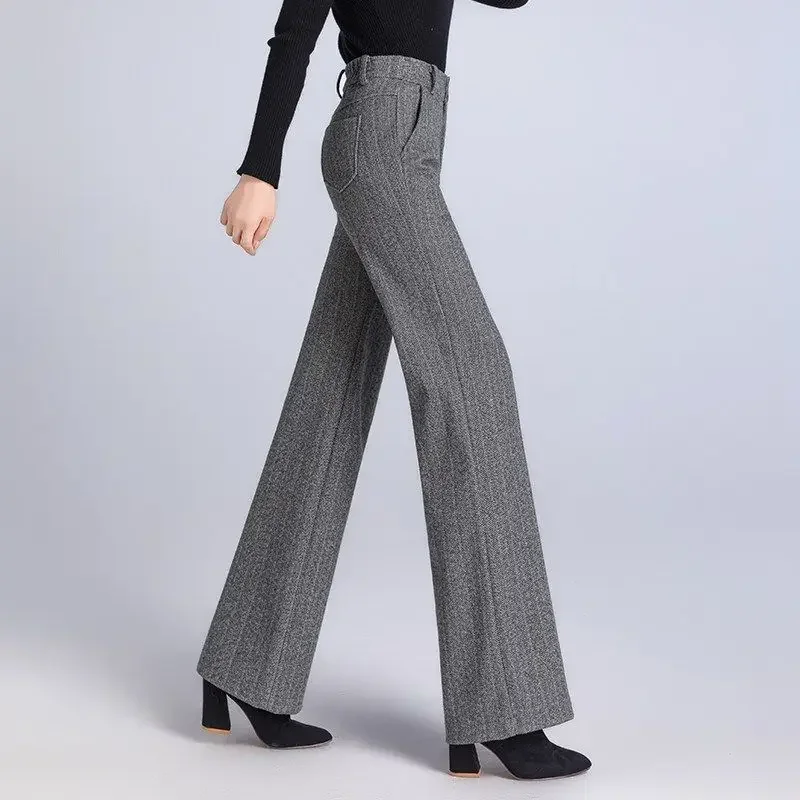 Wide Leg Female Trousers Tweed Autumn Winter Trends 2024 Women's Pants All Medium Korean Fashion Clothing New In Y2k Streetwear