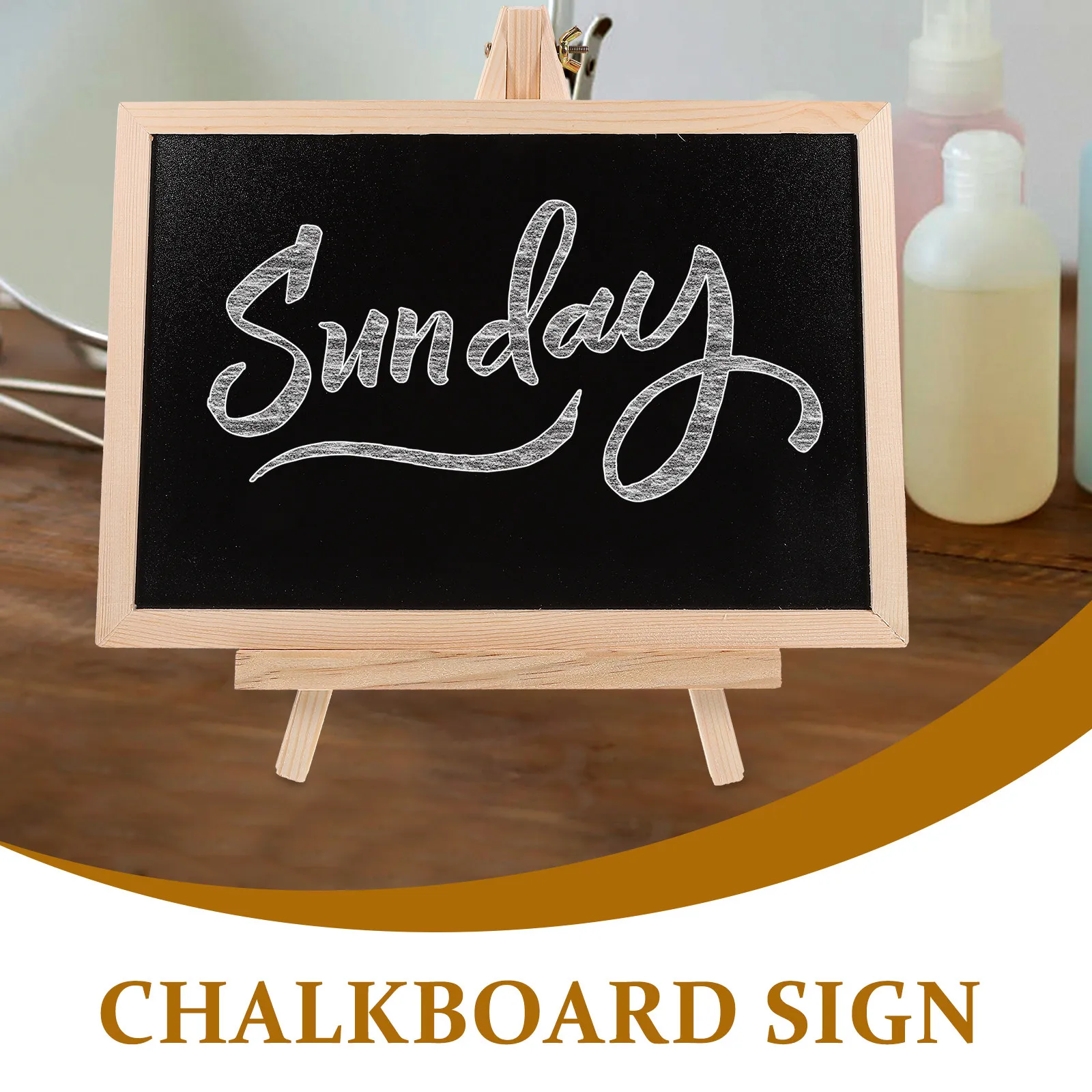 Wooden Desktop Chalkboard Memo Board – Small Blackboard for Office, Cafe, Restaurant, Home Message Writing