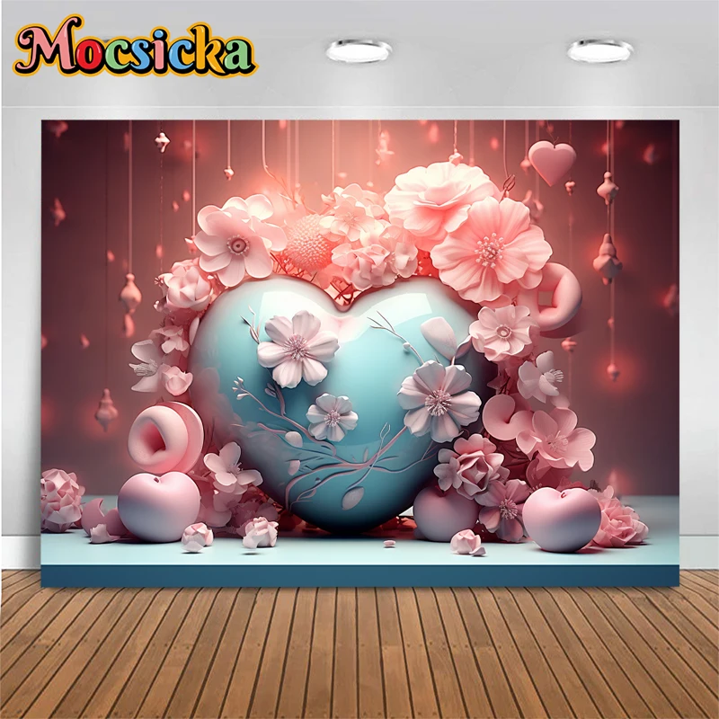 Mocsicka عيد الأم خلفية التصوير الفوتوغرافي الوردي زهرة القلب زينة الحفلات الكبار فتاة الأمومة صور خلفية استوديو الدعائم