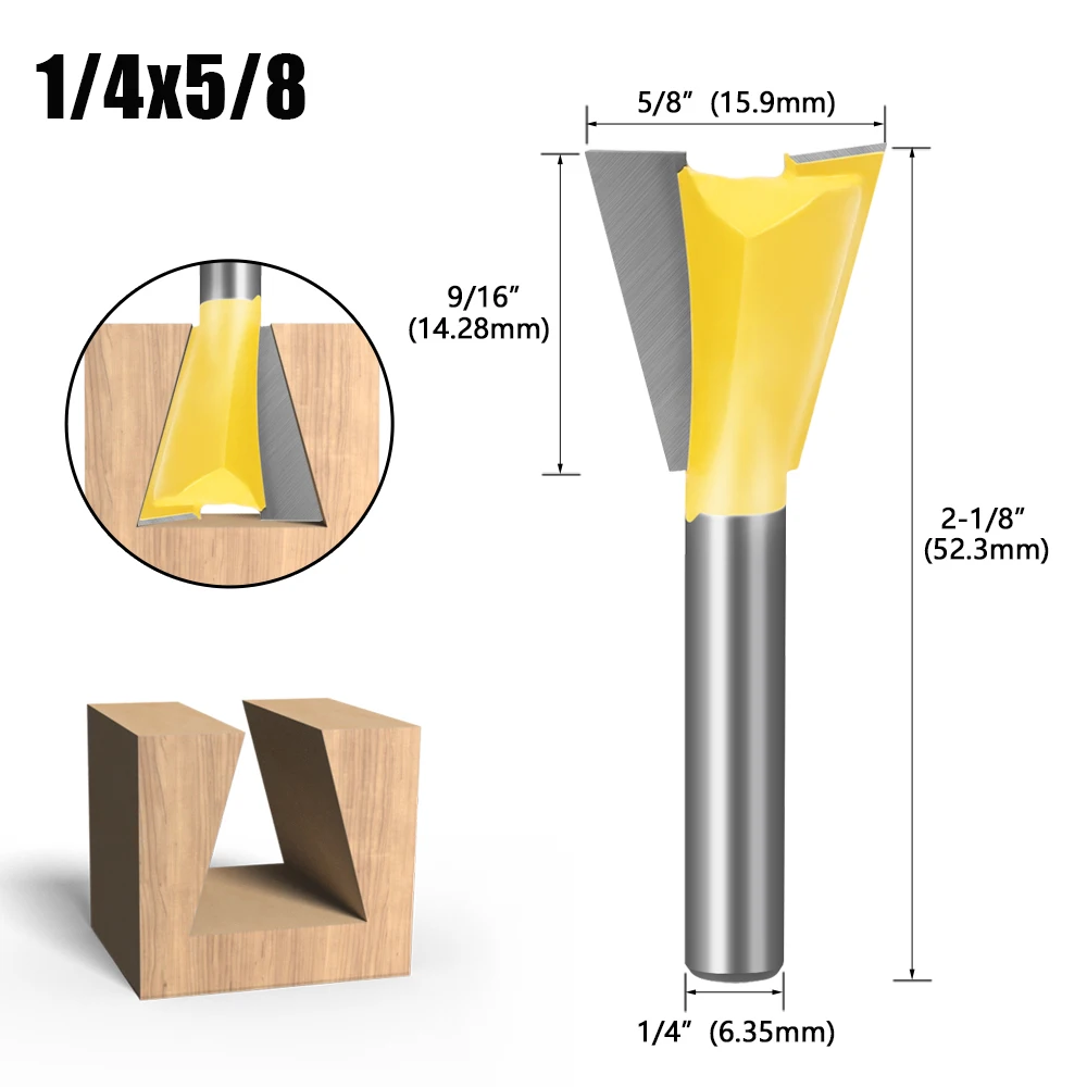 14 Degree Dovetail Router Bits - 1/4 Inch Shank Wood Cutting