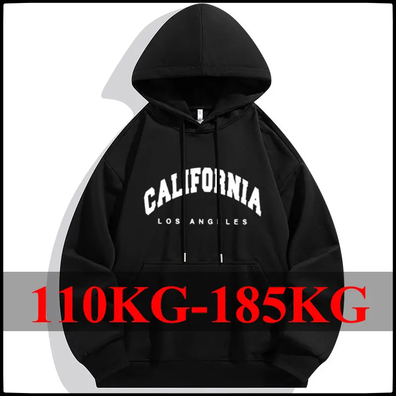 

Autumn Winter Men's Hooded Sweatshirts Plus Size Letter Printed Casual Hoodies Warm Fashion Baseball Uniform Male Clothing 185KG