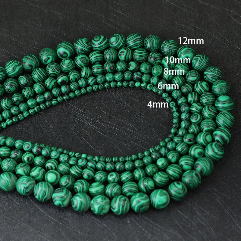 4/6/8/10/12 مللي متر الصف أ الملكيت فضفاض الخرز لصنع المجوهرات الأخضر السلس سوار ذاتي الصنع قلادة القرط مطرز حقيبة بالجملة
