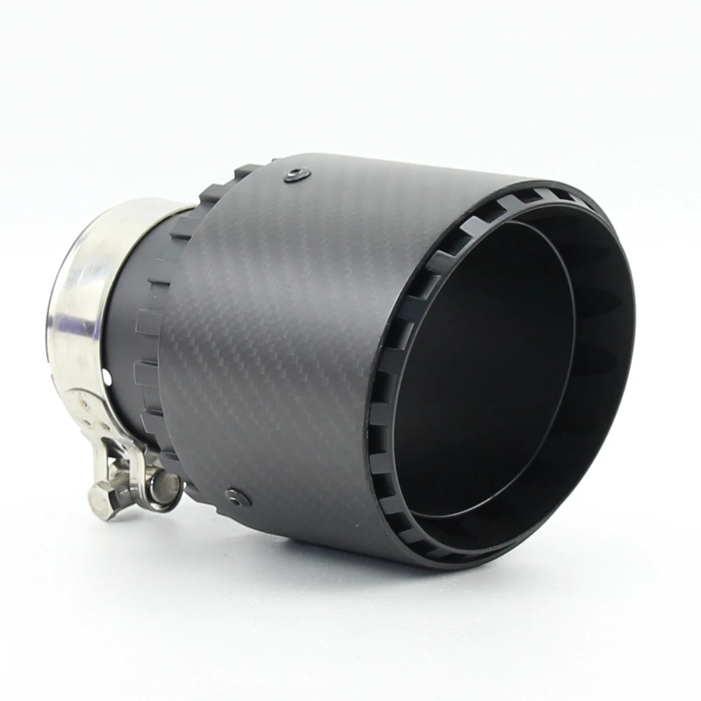 

1 Pcs Matte Black Three-layer tail throat Carbon Exhaust Tips 304 Stainless Steel For Cars Tuning Muffler Nozzles Exhaust Pipes