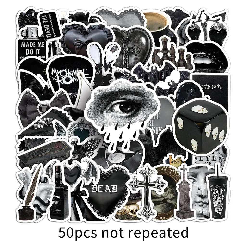 50 Pcs Dark Gothic Cool Trendy Fun & Unique Waterproof Stickers - Decor Decals for Luggage, Power Bank NotebookAnimeWorlds Store
