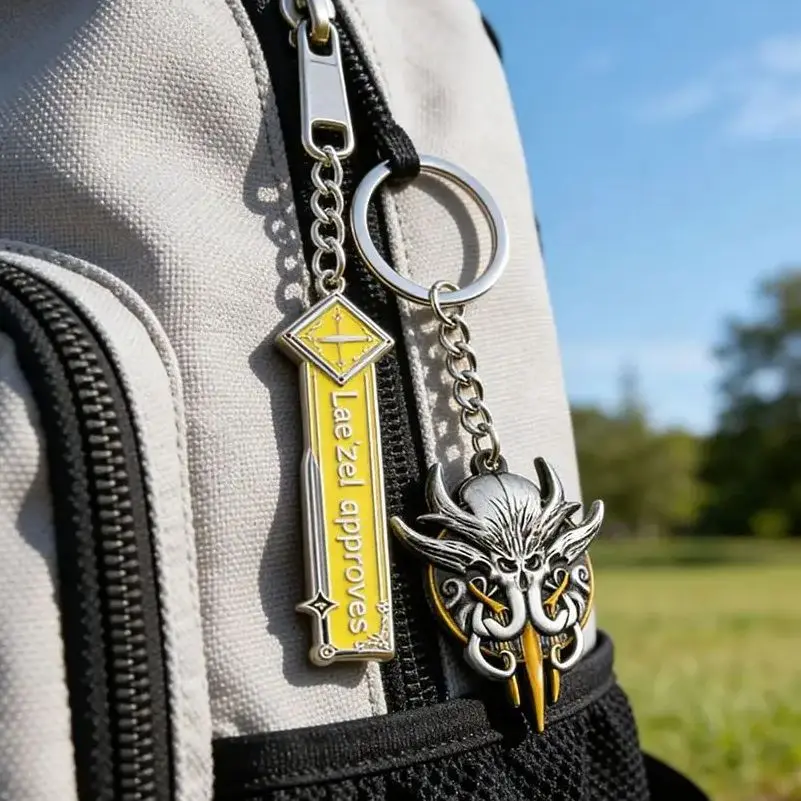 Lae'zel Approves Mind Flayer Keychain Fantasy Game Inspired Keyring for Gamers Backpack Accessory Astral Silver Sword Collectibl