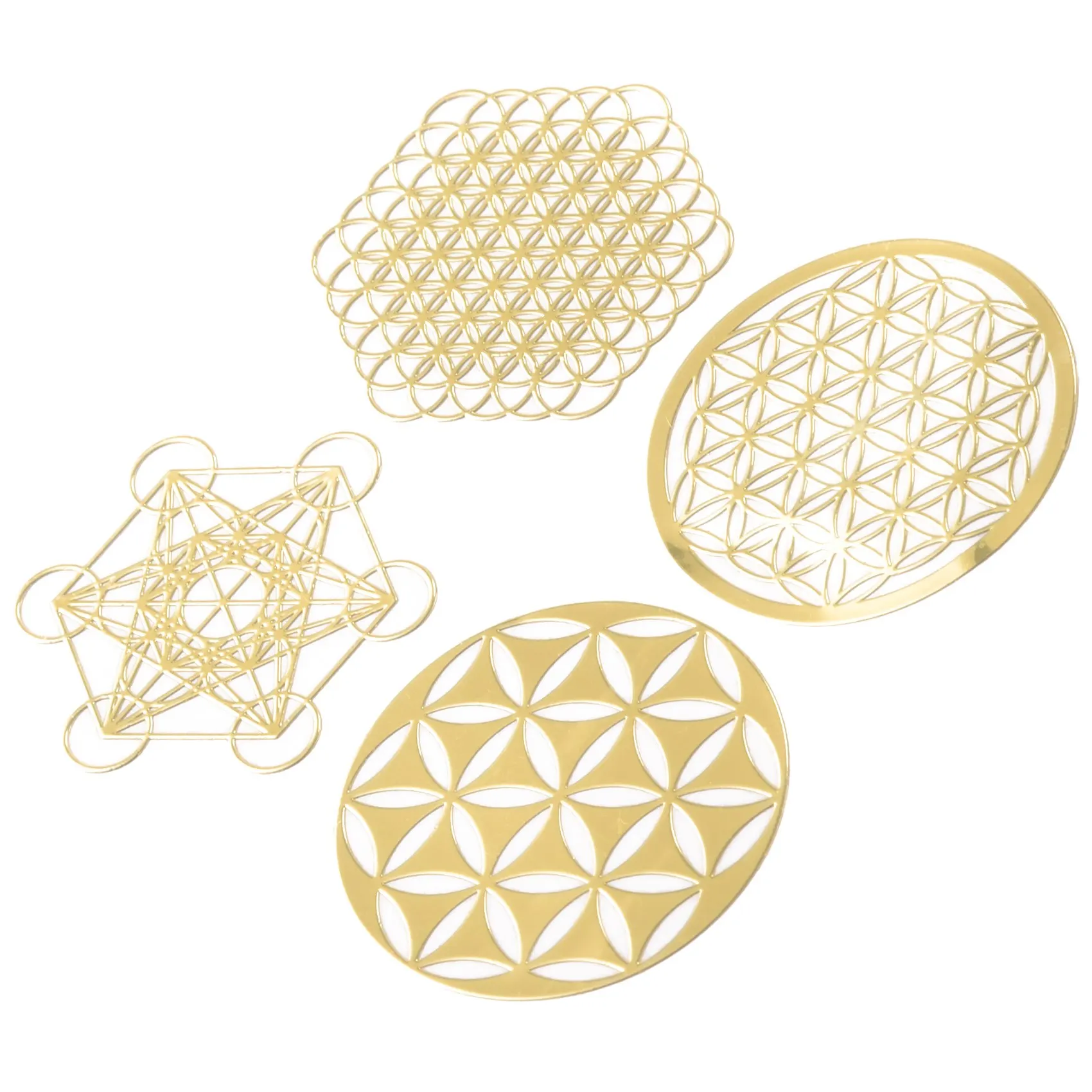 A39U 4Pcs/Set New Metal Energy Decor Sticker Flower Of Life