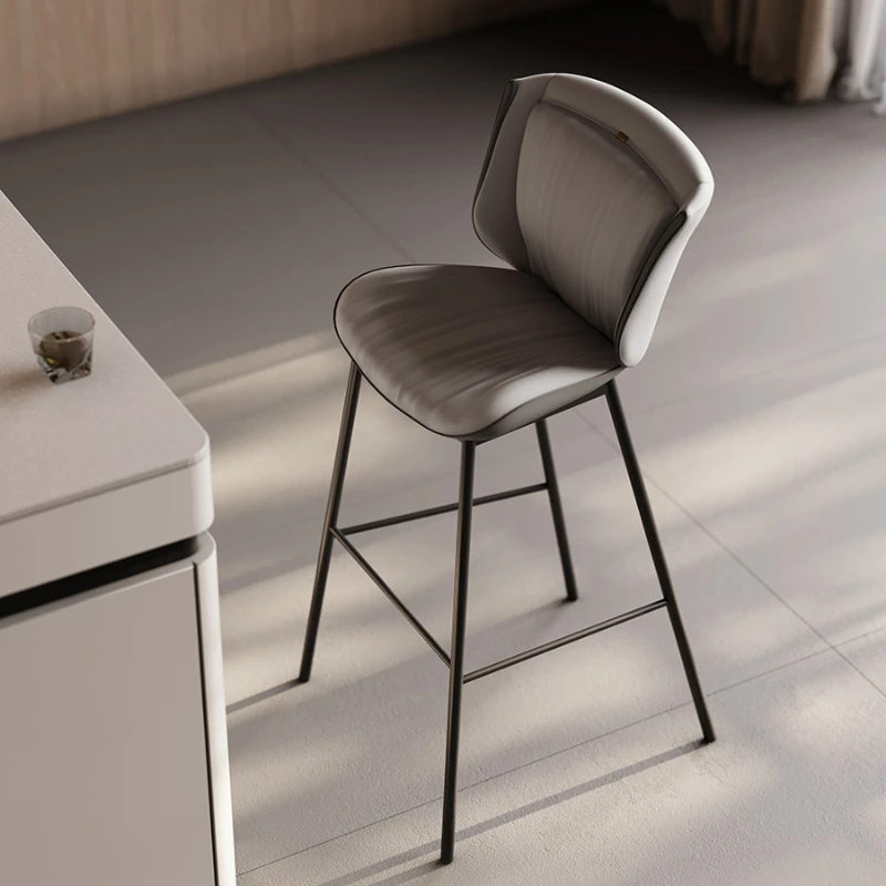 Couro Anti-Scratch Lounge Dining Bar Cadeira, Europeu Bar Stool, Home Furniture, Cozinha Ilha, Biblioteca Tabela