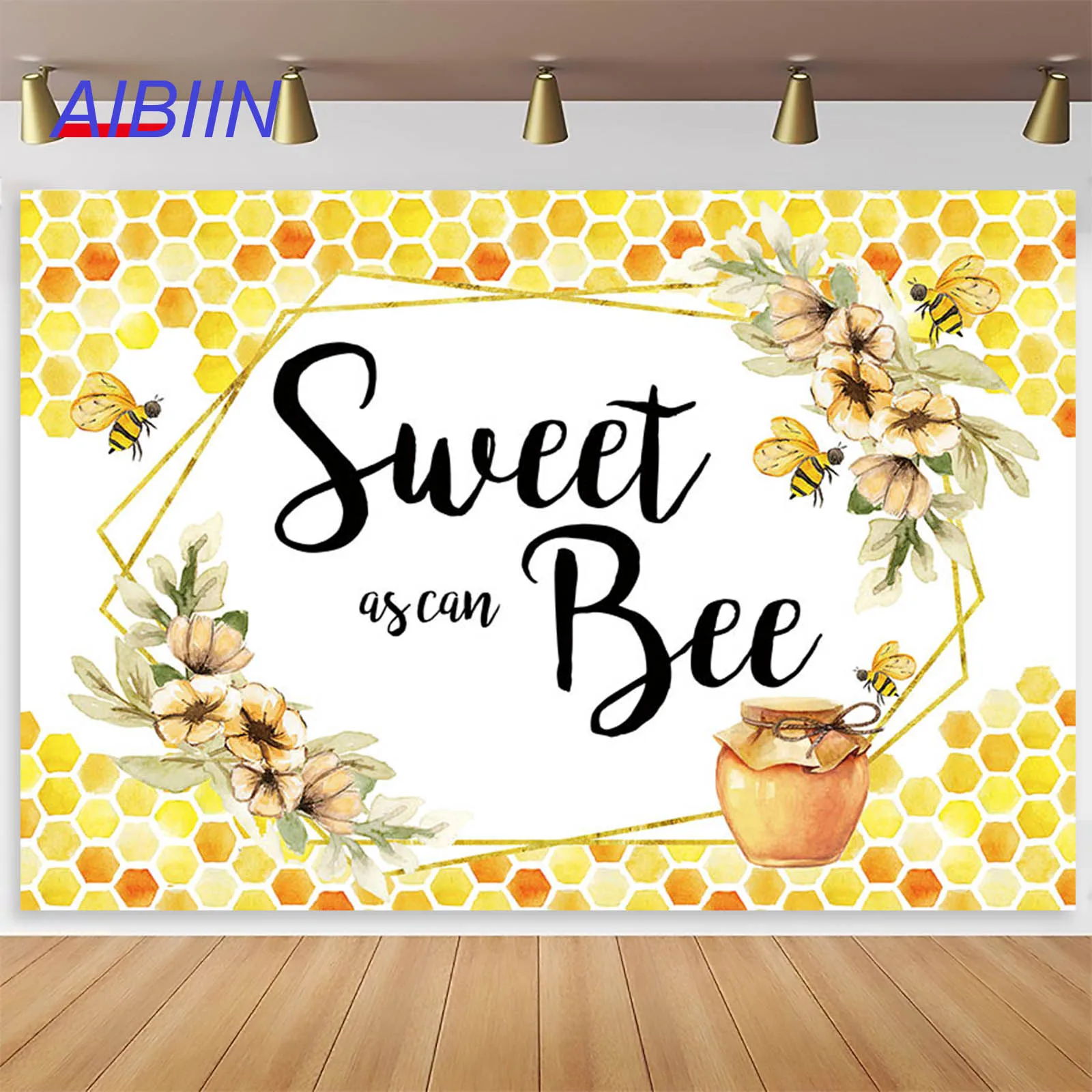 

Sweet As Can Bee Baby Shower Backdrop Oh Babee Bee Honey Gender Reveal Photography Background Newborn Portrait Party Decor