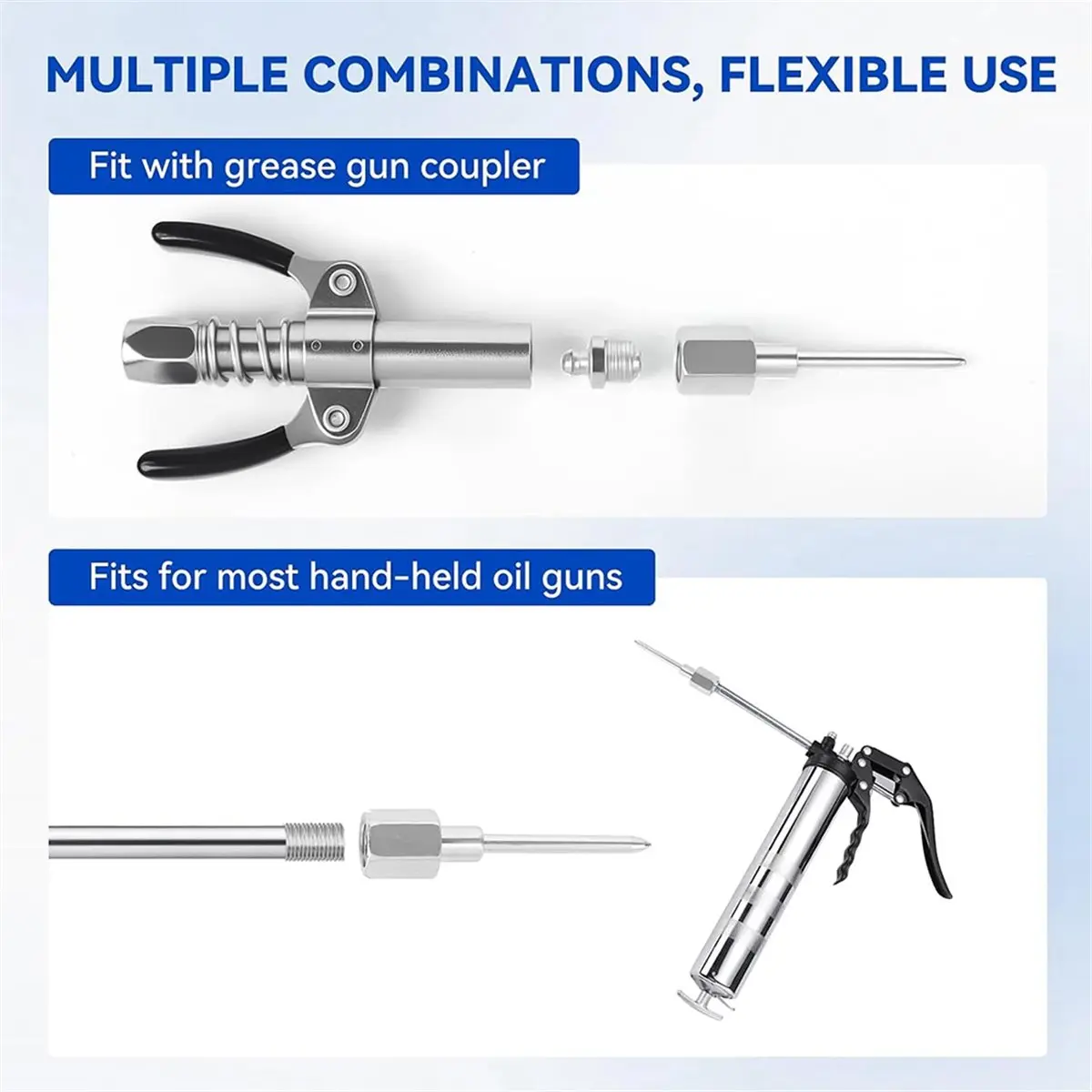 Grease Coupler Kit,90 Degree Adapter Grease Neddle Dispenser,Grease Hose,Grease Needle Nozzle Tips