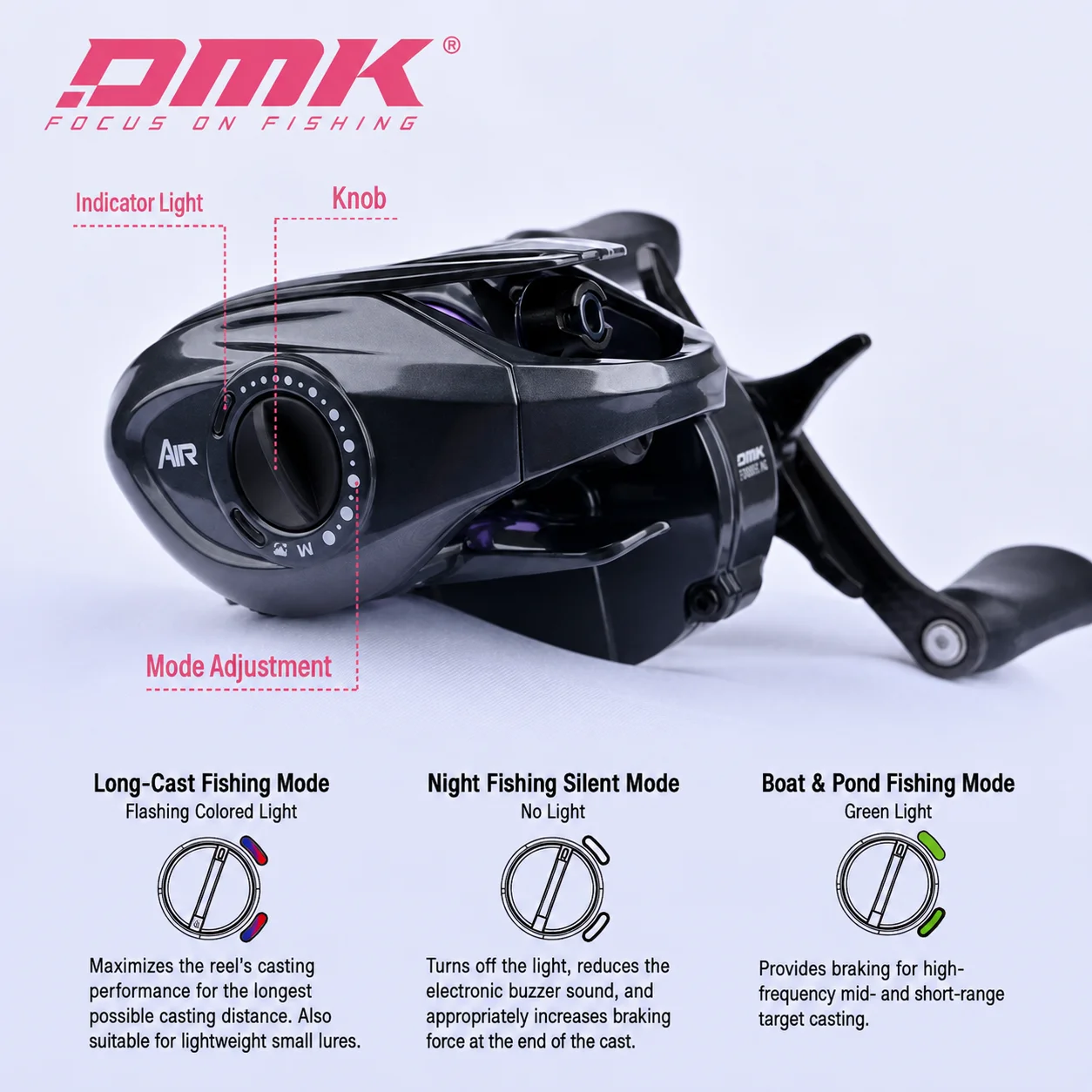 DMK DC Baitcasting Reel 11+1BB - đánh giá và giá Reel Handle