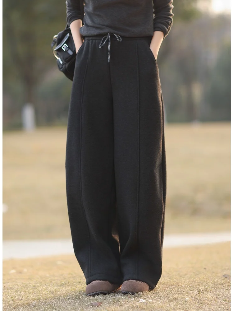 

Женские повседневные брюки Tree Also Thi Warm из овечьего флиса с подкладкой, зимние, с высокой талией, модель Bend Knife Pants